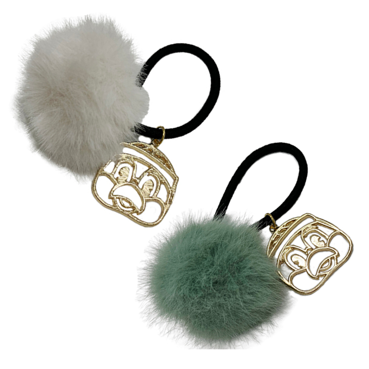 つば九郎チャーム付きファーヘアゴム